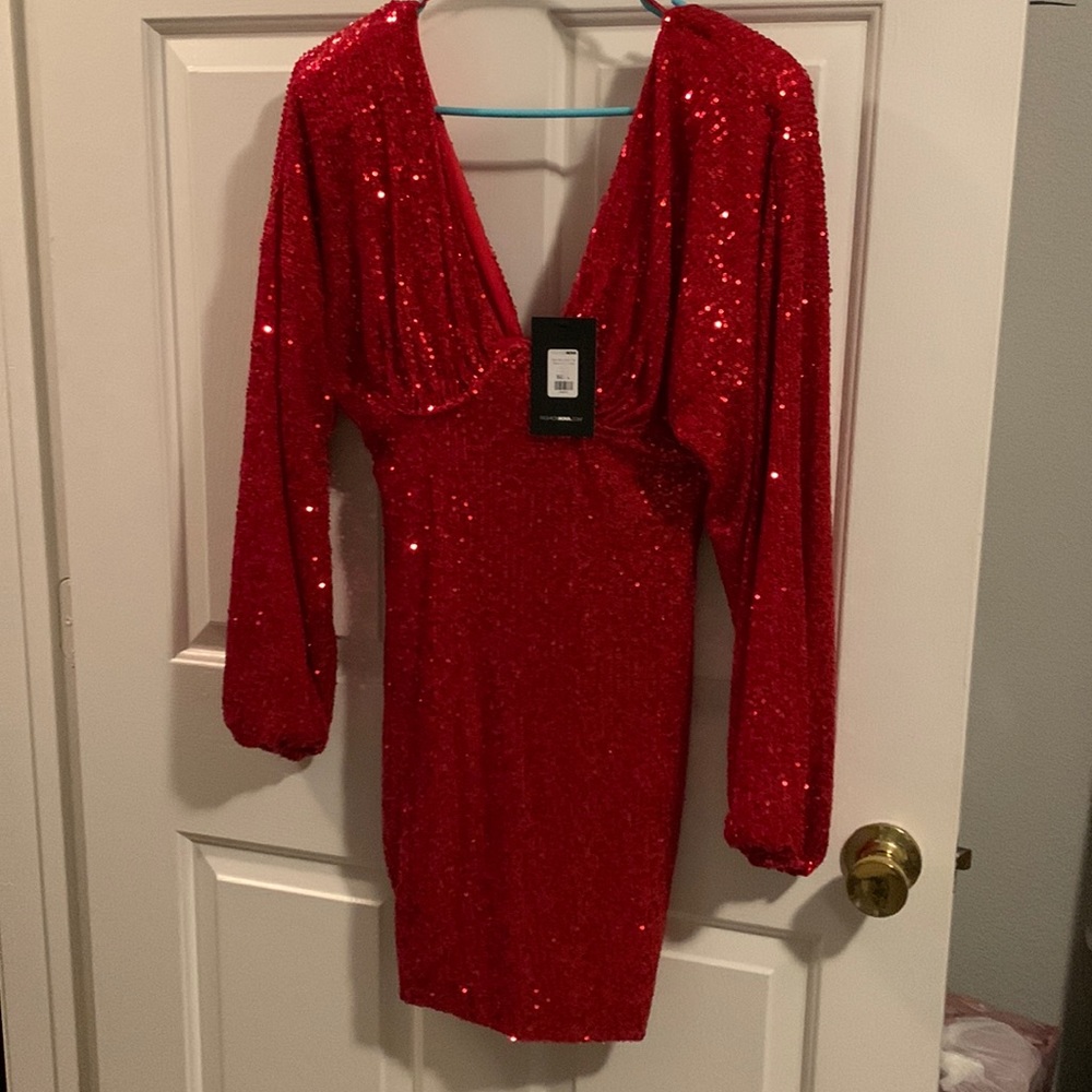 Red sparkling sequin dress size large